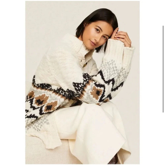 Vanessa Bruno Cardigan Womens Large Fair Isle Cottagecore Eclectic Grandpa Cozy - Picture 2 of 11